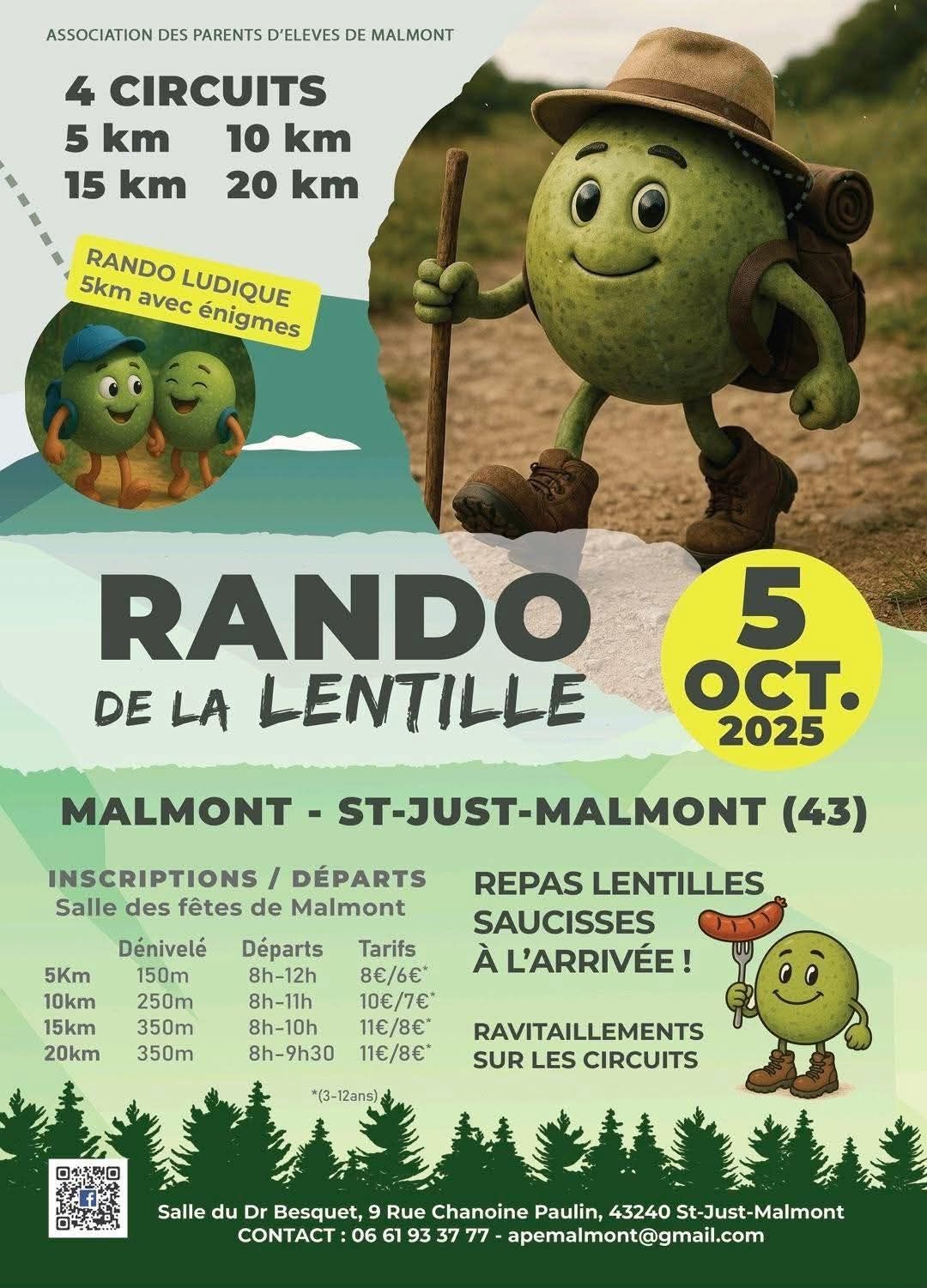 Affiche pour la randonnée pédestre de Malmont le 5 octobre 2025